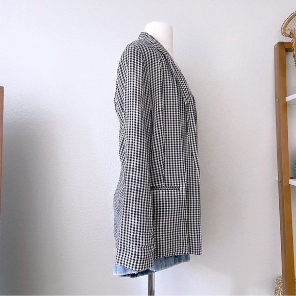 Open Front Gingham Blazer - Picture 5 of 6